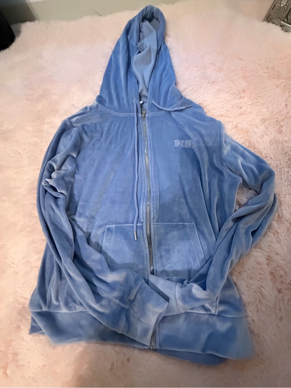 🎀PINK Victoria's Secret Light Purple Velour Zip-Up Hoodie